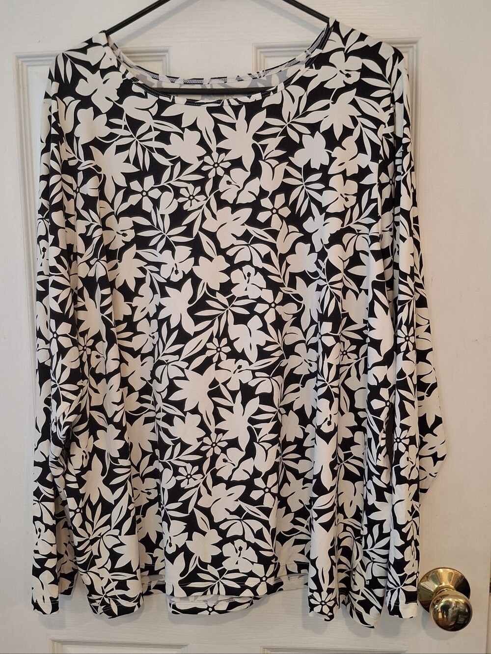 Lands End Floral Long Top Sleeve Activewear Swim Cover Top UPF 50+ Womens Sz 3XL